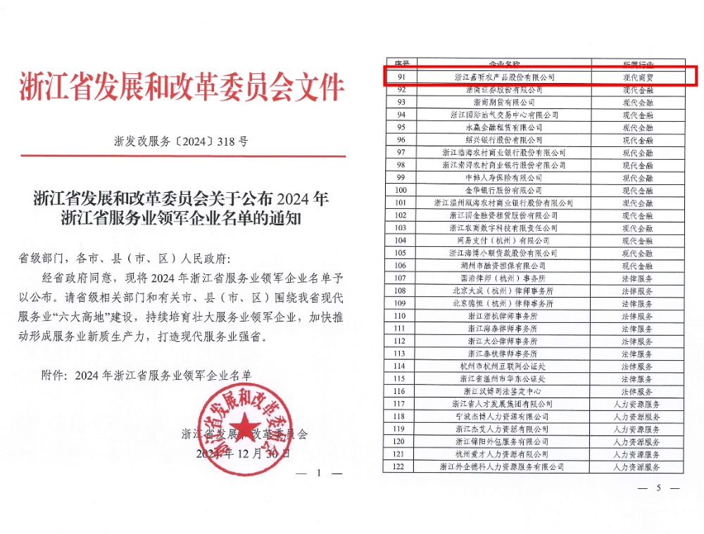 喜報(bào)！嘉農(nóng)股份獲評(píng)浙江省服務(wù)業(yè)領(lǐng)軍企業(yè)！